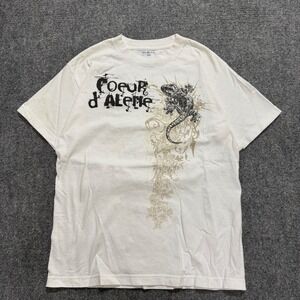 Del Sol Coeur d'Alene Lizard Graphic T-Shirt Mens Medium White Short Sleeves